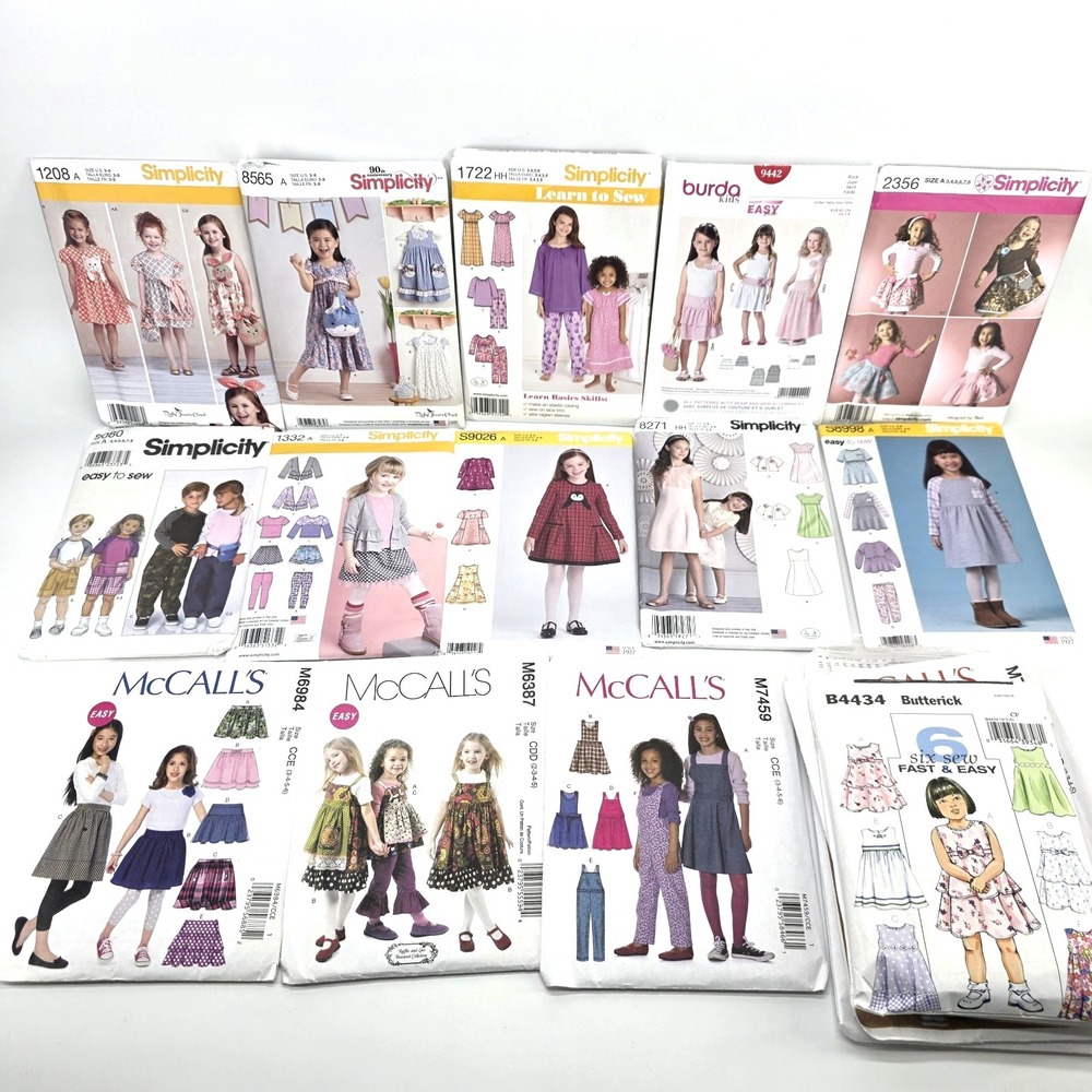 18 Youth Kids Girls Clothes Sewing Patterns Lot McCall's Simplicity Uncut